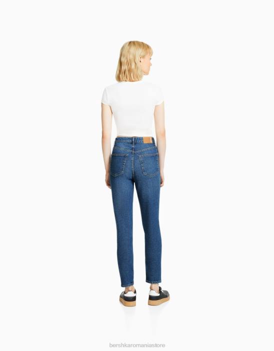 Z86D3918 unisex albastru blugi mom slim comfort fit Bershka îmbrăcăminte