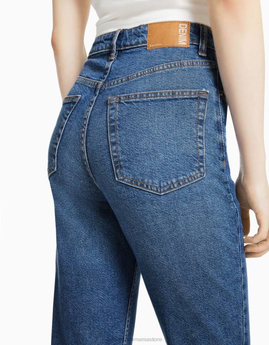 Z86D3918 unisex albastru blugi mom slim comfort fit Bershka îmbrăcăminte