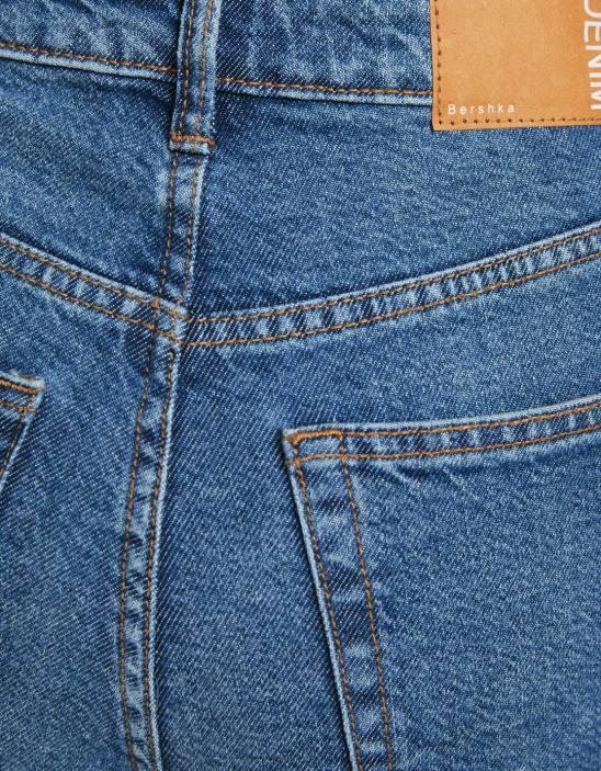 Z86D3918 unisex albastru blugi mom slim comfort fit Bershka îmbrăcăminte