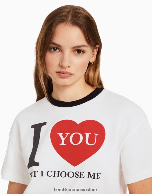 Bershka unisex hanorac decupat imprimat cu maneca scurta cremă Z86D4136 îmbrăcăminte