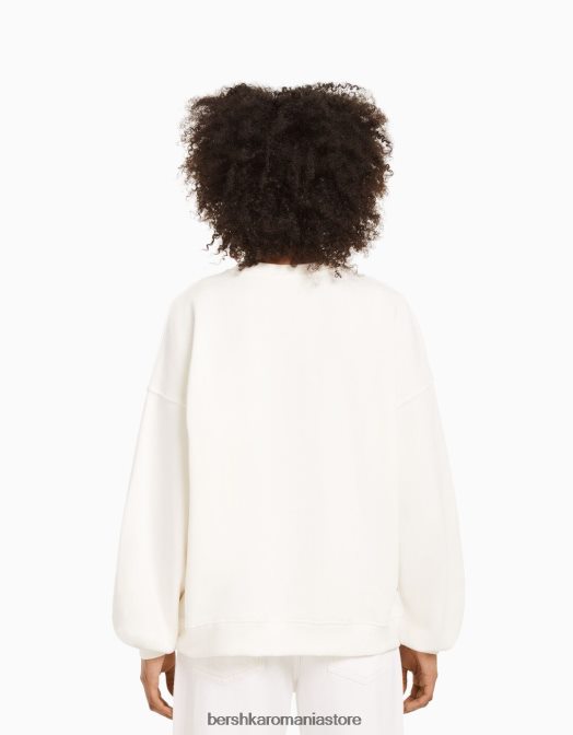 Bershka unisex hanorac oversize imprimat alb Z86D4117 îmbrăcăminte