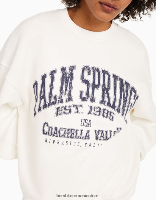 Bershka unisex hanorac oversize imprimat alb Z86D4117 îmbrăcăminte