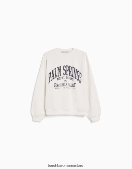 Bershka unisex hanorac oversize imprimat alb Z86D4117 îmbrăcăminte