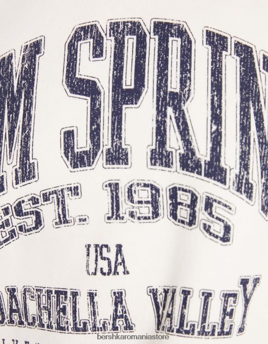 Bershka unisex hanorac oversize imprimat alb Z86D4117 îmbrăcăminte