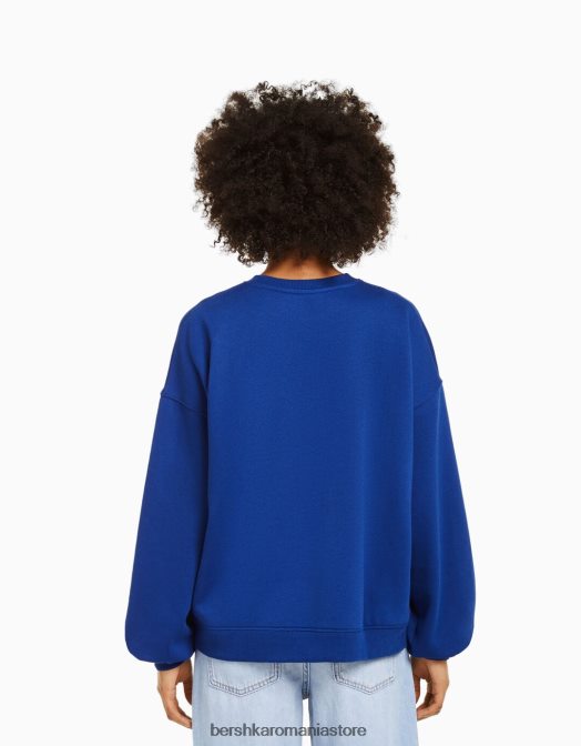 Bershka unisex hanorac oversize imprimat albastru Z86D4115 îmbrăcăminte