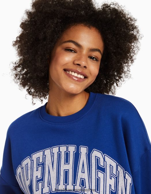 Bershka unisex hanorac oversize imprimat albastru Z86D4115 îmbrăcăminte