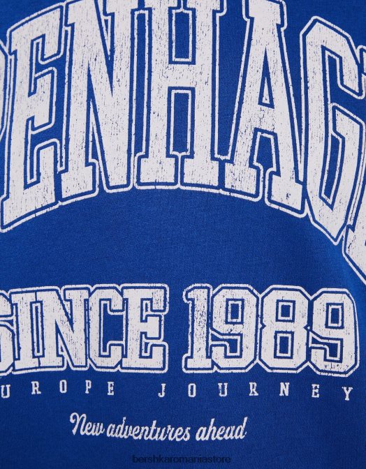 Bershka unisex hanorac oversize imprimat albastru Z86D4115 îmbrăcăminte