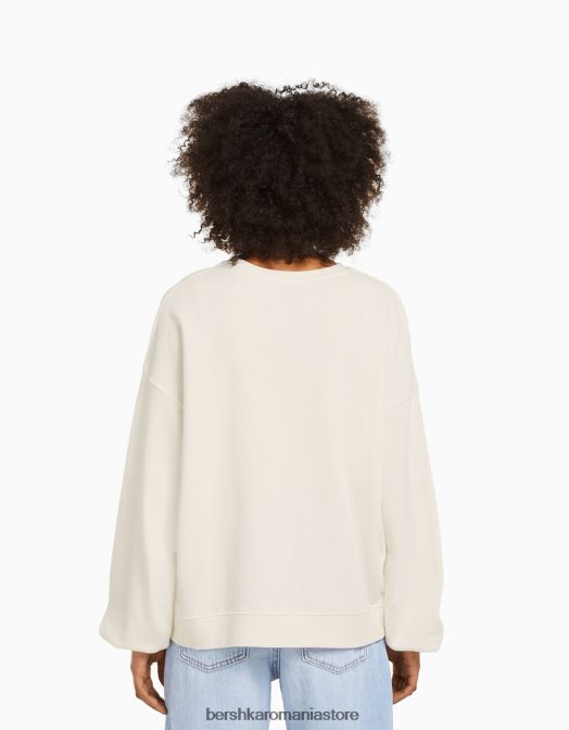 Bershka unisex hanorac oversize imprimat cremă Z86D4118 îmbrăcăminte