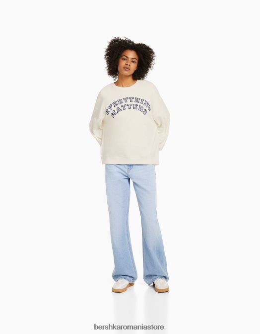 Bershka unisex hanorac oversize imprimat cremă Z86D4118 îmbrăcăminte