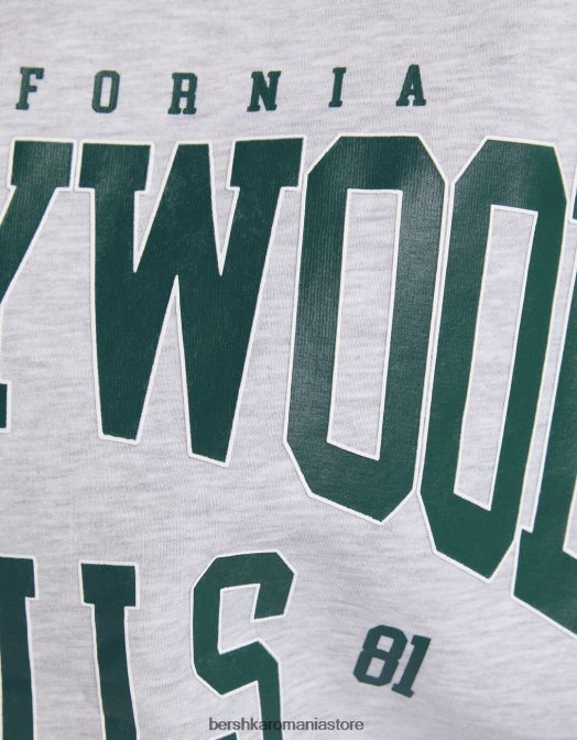 Bershka unisex hanorac oversize imprimat gri Z86D4137 îmbrăcăminte