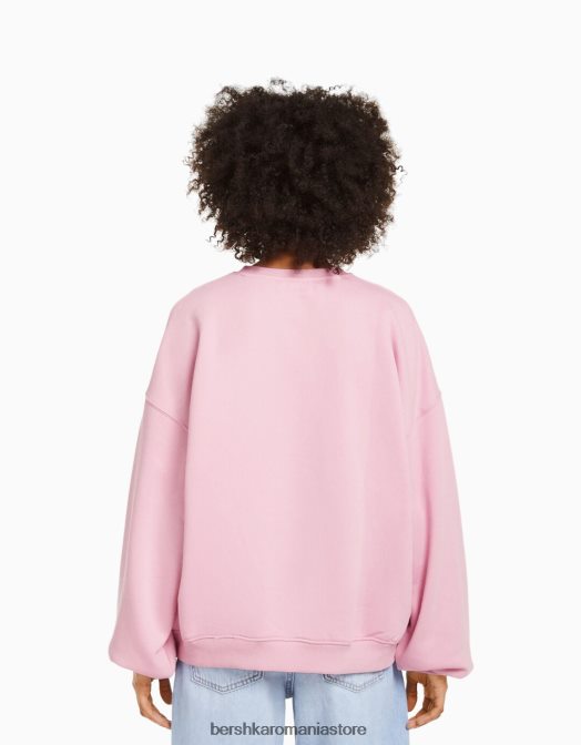 Bershka unisex hanorac oversize imprimat roz Z86D4116 îmbrăcăminte