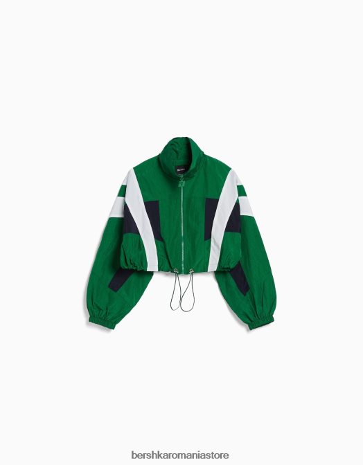 Bershka unisex jachetă decupată din nylon color block verde Z86D4150 îmbrăcăminte