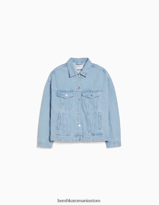 Bershka unisex jachetă din denim supradimensionată albastru deschis Z86D4159 îmbrăcăminte