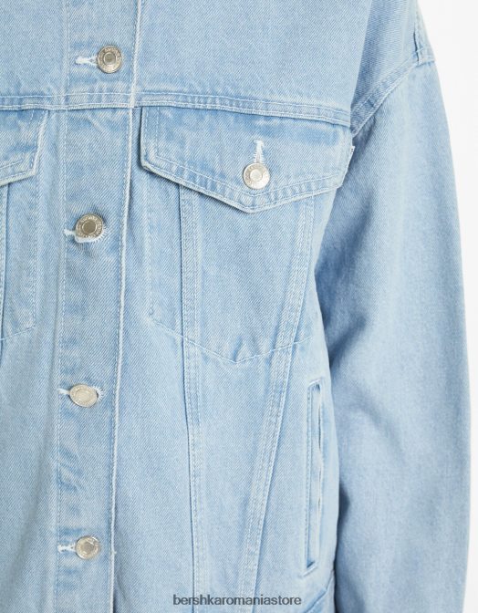 Bershka unisex jachetă din denim supradimensionată albastru deschis Z86D4159 îmbrăcăminte