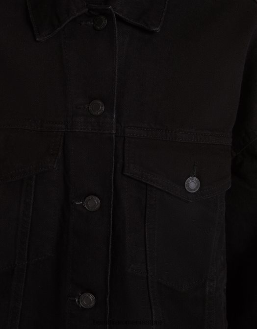 Bershka unisex jachetă din denim supradimensionată negru Z86D4160 îmbrăcăminte