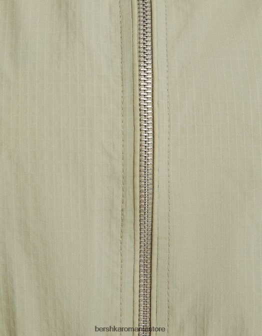 Bershka unisex jachetă texturată decupată din nailon ripstop kaki Z86D4157 îmbrăcăminte