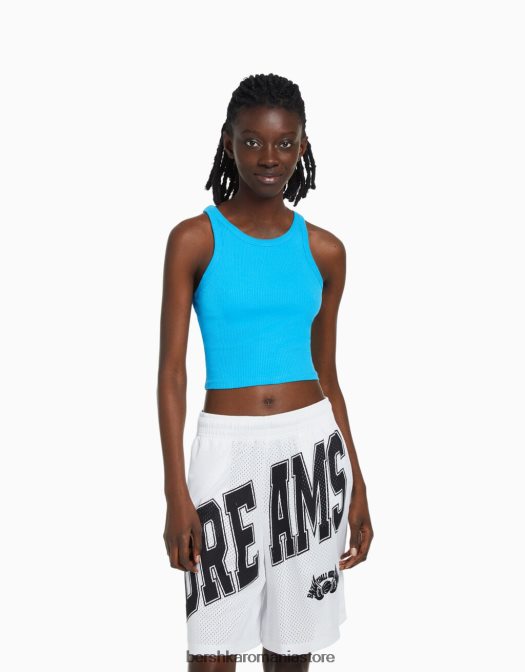 Bershka unisex bermudă din plasă cu imprimeu alb Z86D4004 îmbrăcăminte