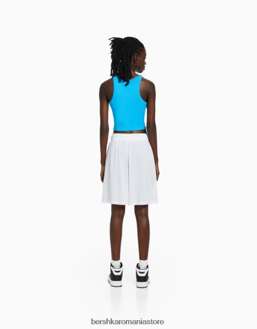 Bershka unisex bermudă din plasă cu imprimeu alb Z86D4004 îmbrăcăminte