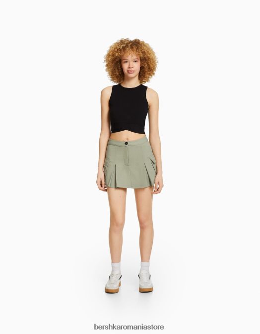Bershka unisex fustă cargo croită cu buzunare kaki Z86D4037 îmbrăcăminte
