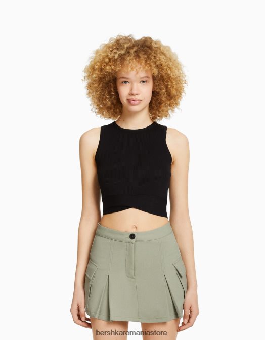 Bershka unisex fustă cargo croită cu buzunare kaki Z86D4037 îmbrăcăminte