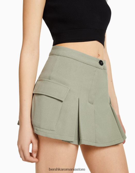 Bershka unisex fustă cargo croită cu buzunare kaki Z86D4037 îmbrăcăminte