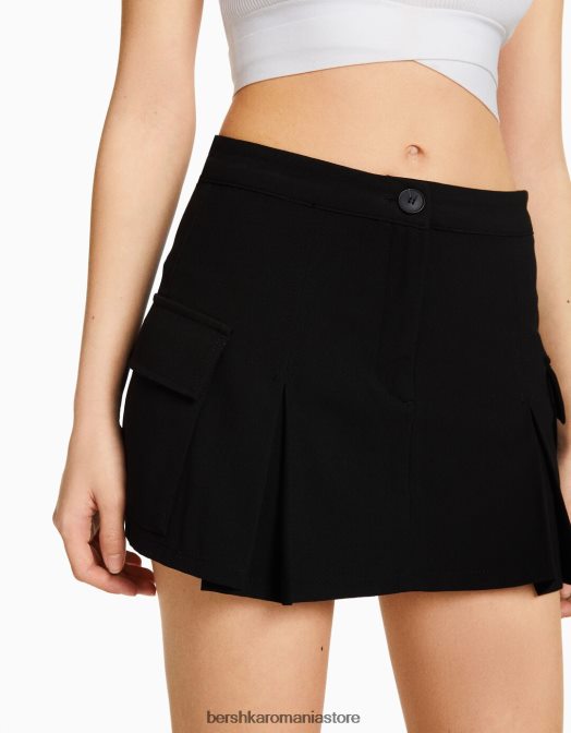 Bershka unisex fustă cargo croită cu buzunare negru Z86D4038 îmbrăcăminte