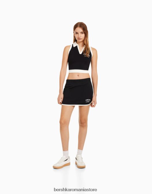 Bershka unisex fustă de pluș imprimată negru Z86D4056 îmbrăcăminte