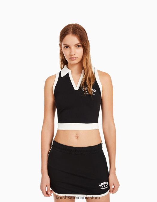 Bershka unisex fustă de pluș imprimată negru Z86D4056 îmbrăcăminte