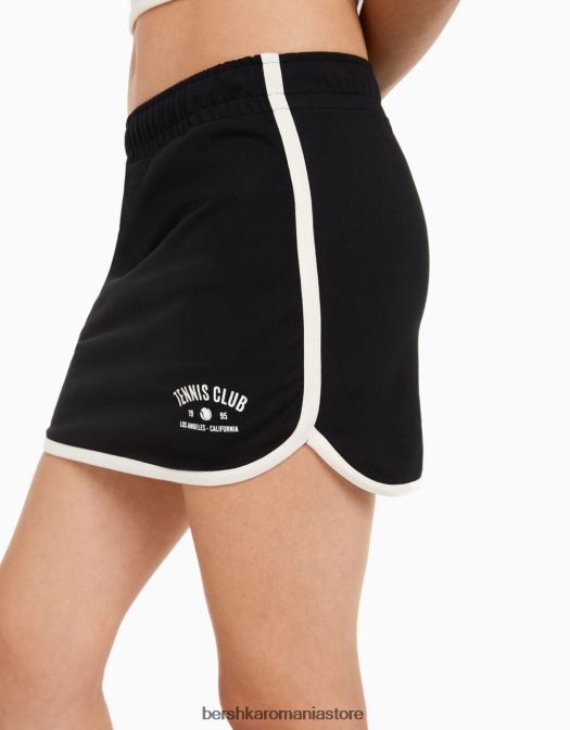 Bershka unisex fustă de pluș imprimată negru Z86D4056 îmbrăcăminte
