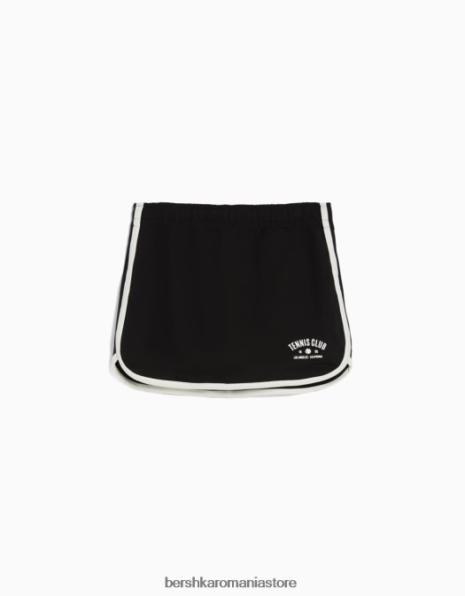 Bershka unisex fustă de pluș imprimată negru Z86D4056 îmbrăcăminte