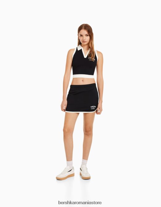 Bershka unisex fustă de pluș imprimată negru Z86D4058 îmbrăcăminte
