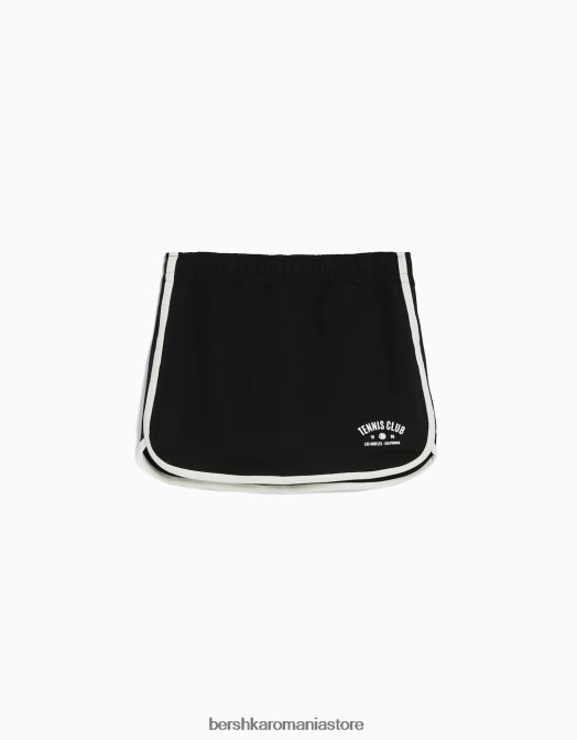 Bershka unisex fustă de pluș imprimată negru Z86D4058 îmbrăcăminte