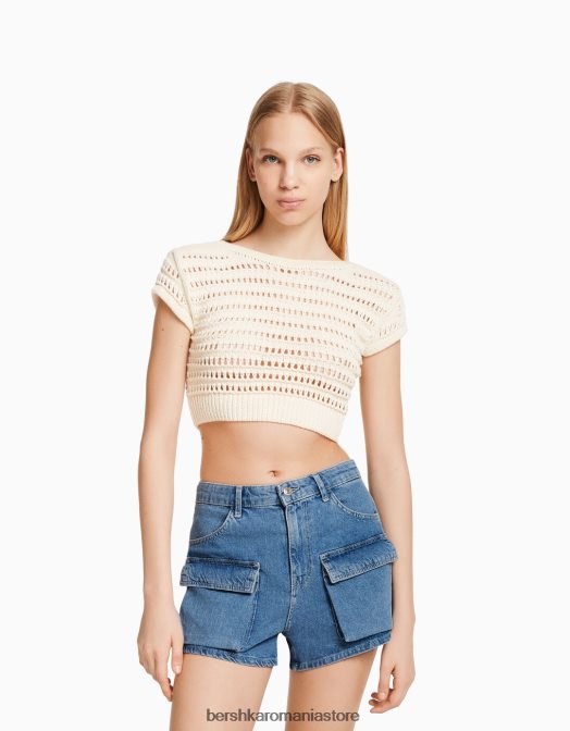 Bershka unisex pantaloni scurți cargo din denim albastru deschis Z86D4006 îmbrăcăminte