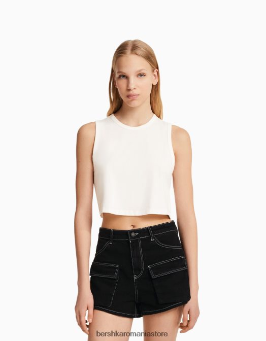 Bershka unisex pantaloni scurți cargo din denim negru Z86D4007 îmbrăcăminte