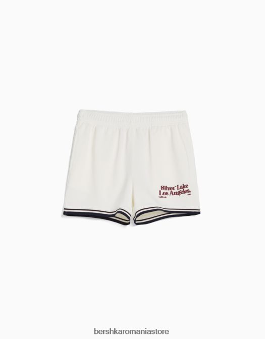 Bershka unisex pantaloni scurți de pluș imprimați cu ornamente cremă Z86D4059 îmbrăcăminte