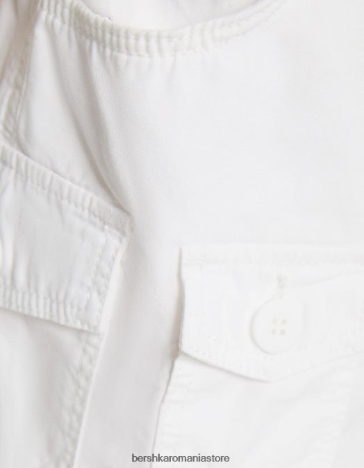 Bershka unisex pantaloni scurți din bumbac multi-cargo alb Z86D4042 îmbrăcăminte