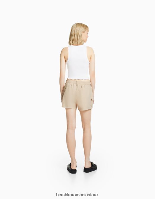 Bershka unisex pantaloni scurți din bumbac multi-cargo nisip Z86D4039 îmbrăcăminte