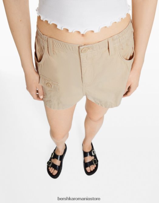 Bershka unisex pantaloni scurți din bumbac multi-cargo nisip Z86D4039 îmbrăcăminte