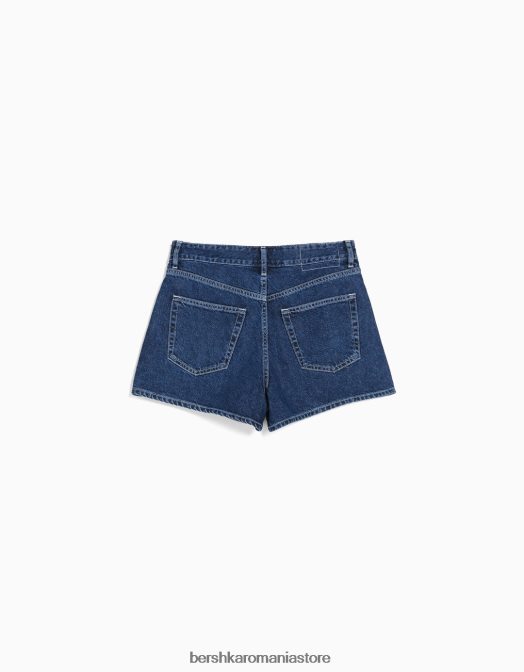 Bershka unisex pantaloni scurți din denim mom fit albastru Z86D4019 îmbrăcăminte