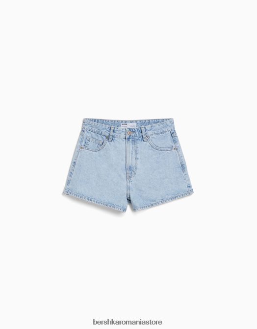 Bershka unisex pantaloni scurți din denim mom fit albastru deschis Z86D4017 îmbrăcăminte