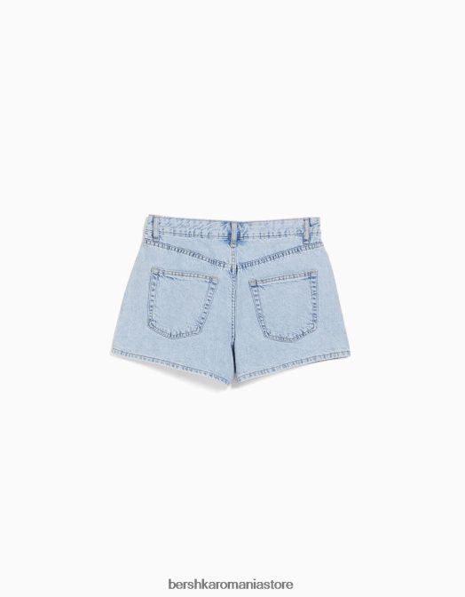 Bershka unisex pantaloni scurți din denim mom fit albastru deschis Z86D4017 îmbrăcăminte
