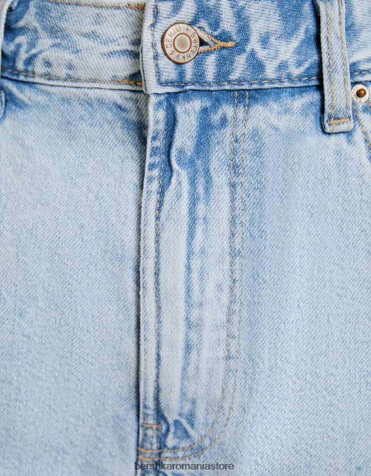 Bershka unisex pantaloni scurți din denim mom fit albastru deschis Z86D4017 îmbrăcăminte