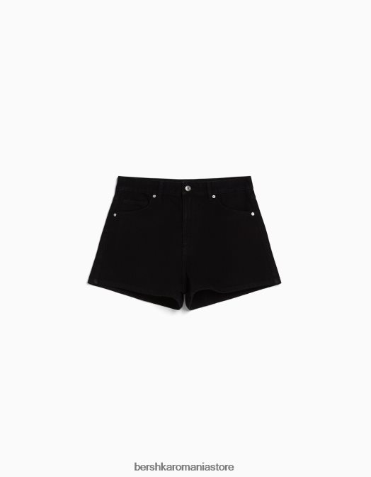 Bershka unisex pantaloni scurți din denim mom fit negru Z86D4020 îmbrăcăminte