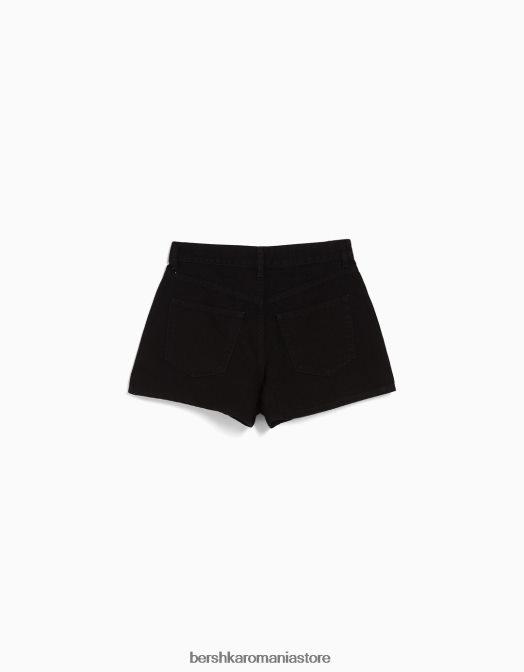 Bershka unisex pantaloni scurți din denim mom fit negru Z86D4020 îmbrăcăminte
