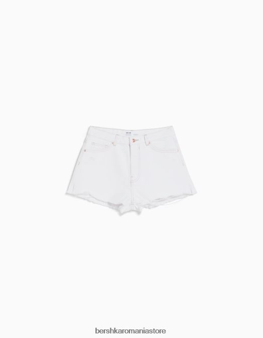 Bershka unisex pantaloni scurți din denim vintage alb Z86D4054 îmbrăcăminte