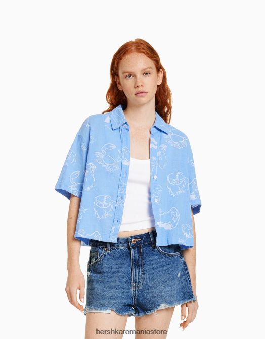 Bershka unisex pantaloni scurți din denim vintage albastru Z86D4051 îmbrăcăminte