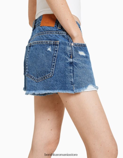 Bershka unisex pantaloni scurți din denim vintage albastru Z86D4051 îmbrăcăminte