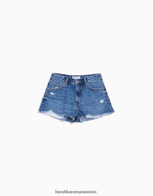 Bershka unisex pantaloni scurți din denim vintage albastru Z86D4051 îmbrăcăminte