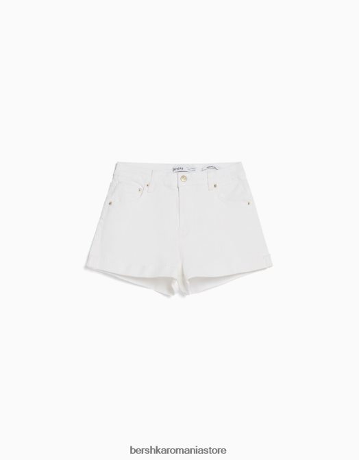 Bershka unisex pantaloni scurți din twill confortabil cu tiv răsucite alb Z86D4027 îmbrăcăminte