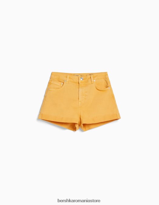 Bershka unisex pantaloni scurți din twill confortabil cu tiv răsucite galben Z86D4030 îmbrăcăminte